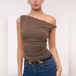 Abercrombie & Fitch Symmetrical Twist Off Then Shoulder Top Chestnut